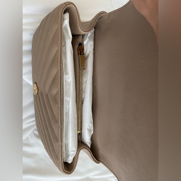 BNIB YSL College Bag Dark Beige and Gold - Picture 9 of 11